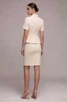 Load image into Gallery viewer, 2 Piece Ivory Peak Lapel Double Breasted Short Business Suits