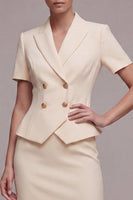 Load image into Gallery viewer, 2 Piece Ivory Peak Lapel Double Breasted Short Business Suits