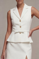 Load image into Gallery viewer, 2 Piece White Notched Lapel Single Breasted Short Business Suits with Belt