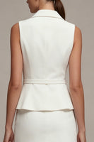 Load image into Gallery viewer, 2 Piece White Notched Lapel Single Breasted Short Business Suits with Belt