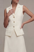 Load image into Gallery viewer, Ivory Notched Lapel 2 Piece Single Breasted Midi Business Suits