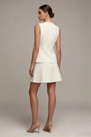 Load image into Gallery viewer, Ivory Round Neck 2 Piece Single Breasted Short Business Suits