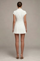 Load image into Gallery viewer, Single Breasted White Notched Lapel A Line Short Blazer Dress