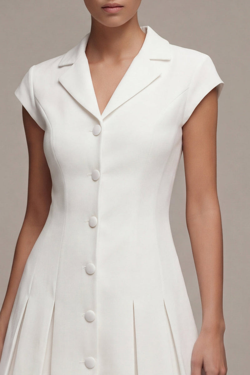 Load image into Gallery viewer, Single Breasted White Notched Lapel A Line Short Blazer Dress