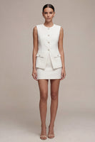 Load image into Gallery viewer, 2 Piece White Round Neck Single Breasted Short Business Suits