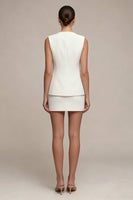 Load image into Gallery viewer, 2 Piece White Round Neck Single Breasted Short Business Suits