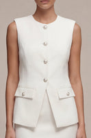 Load image into Gallery viewer, 2 Piece White Round Neck Single Breasted Short Business Suits