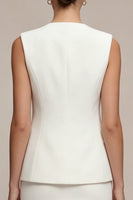 Load image into Gallery viewer, 2 Piece White Round Neck Single Breasted Short Business Suits