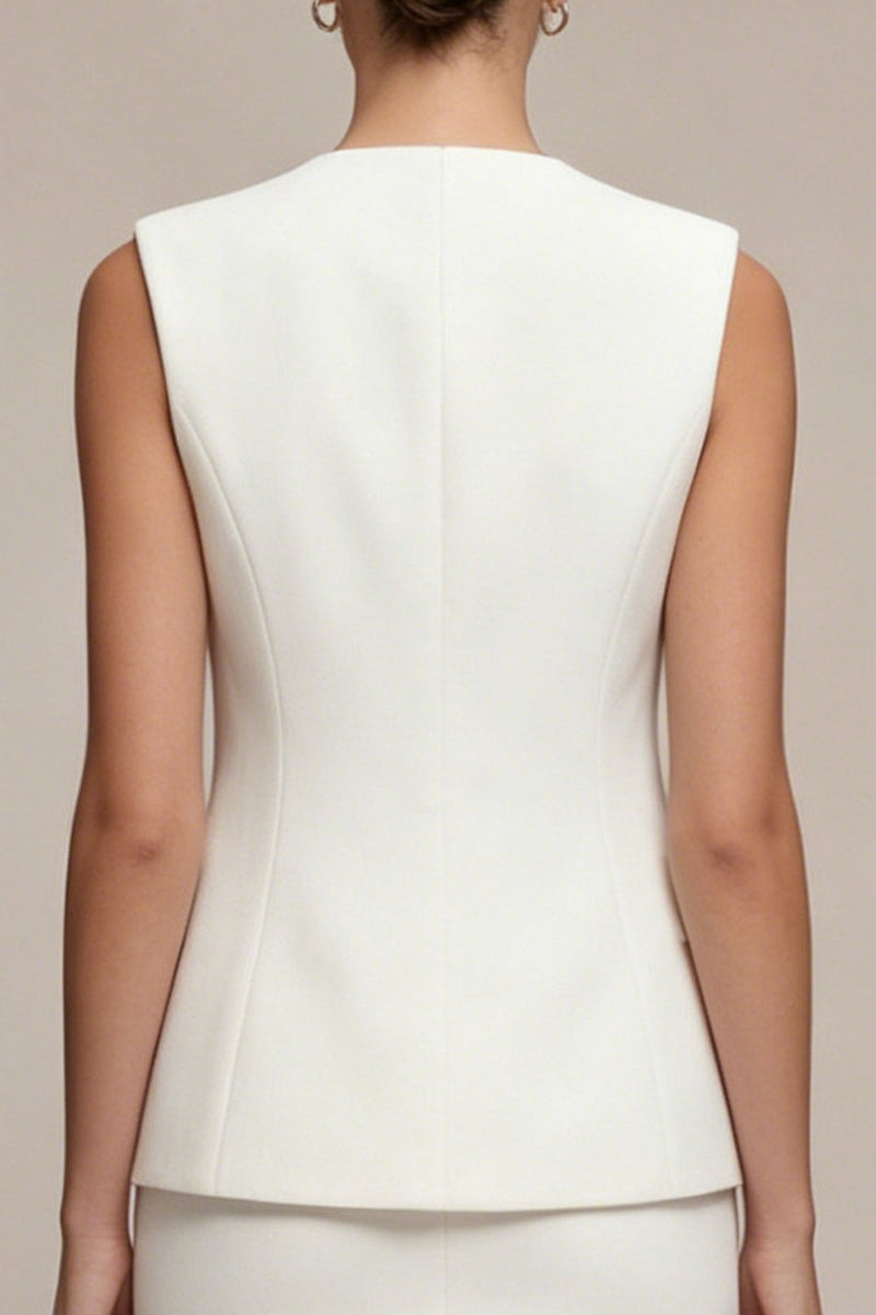 Load image into Gallery viewer, 2 Piece White Round Neck Single Breasted Short Business Suits