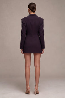 Black Peak Lapel Single Breasted Short Blazer Dress
