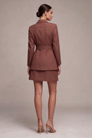 Load image into Gallery viewer, 2 Piece Desert Rose Notched Lapel Double Breasted Short Business Suits with Belt