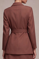 Load image into Gallery viewer, 2 Piece Desert Rose Notched Lapel Double Breasted Short Business Suits with Belt