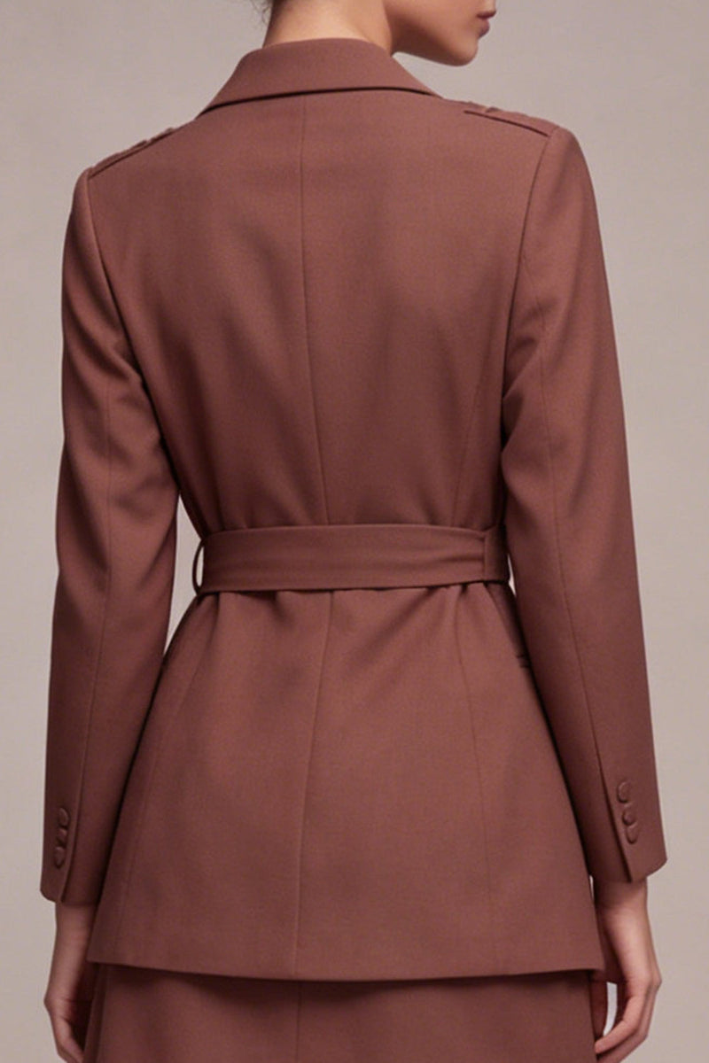 Load image into Gallery viewer, 2 Piece Desert Rose Notched Lapel Double Breasted Short Business Suits with Belt