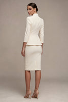 Load image into Gallery viewer, Ivory 3/4 Sleeves Shawl Lapel 2 Piece Single Breasted Short Business Suits
