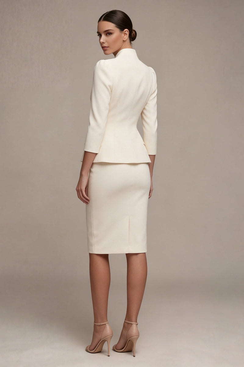 Load image into Gallery viewer, Ivory 3/4 Sleeves Shawl Lapel 2 Piece Single Breasted Short Business Suits