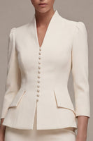 Load image into Gallery viewer, Ivory 3/4 Sleeves Shawl Lapel 2 Piece Single Breasted Short Business Suits