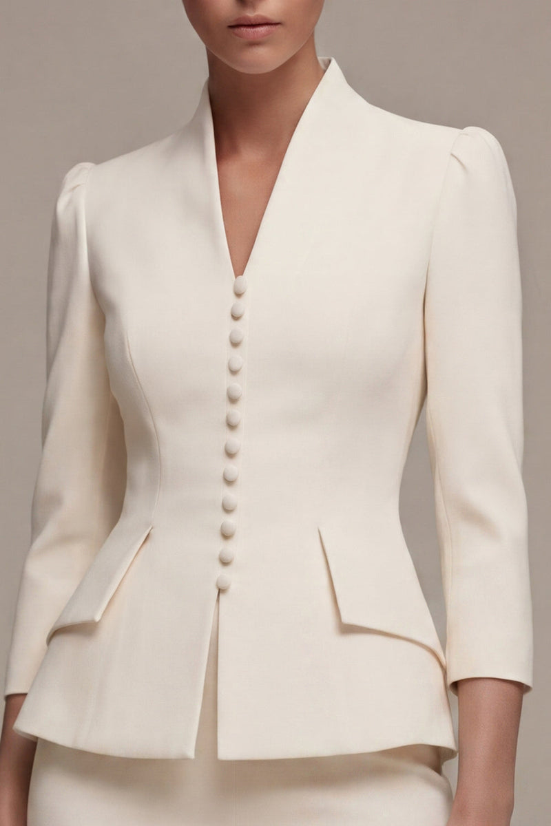 Load image into Gallery viewer, Ivory 3/4 Sleeves Shawl Lapel 2 Piece Single Breasted Short Business Suits