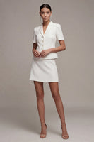 Load image into Gallery viewer, 2 Piece White Notched Lapel Single Breasted Short Business Suits with Sleeves