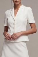 Load image into Gallery viewer, 2 Piece White Notched Lapel Single Breasted Short Business Suits with Sleeves