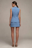 Load image into Gallery viewer, Steel Blue Notched Lapel 2 Piece Slim Fit Single Breasted Short Business Suits