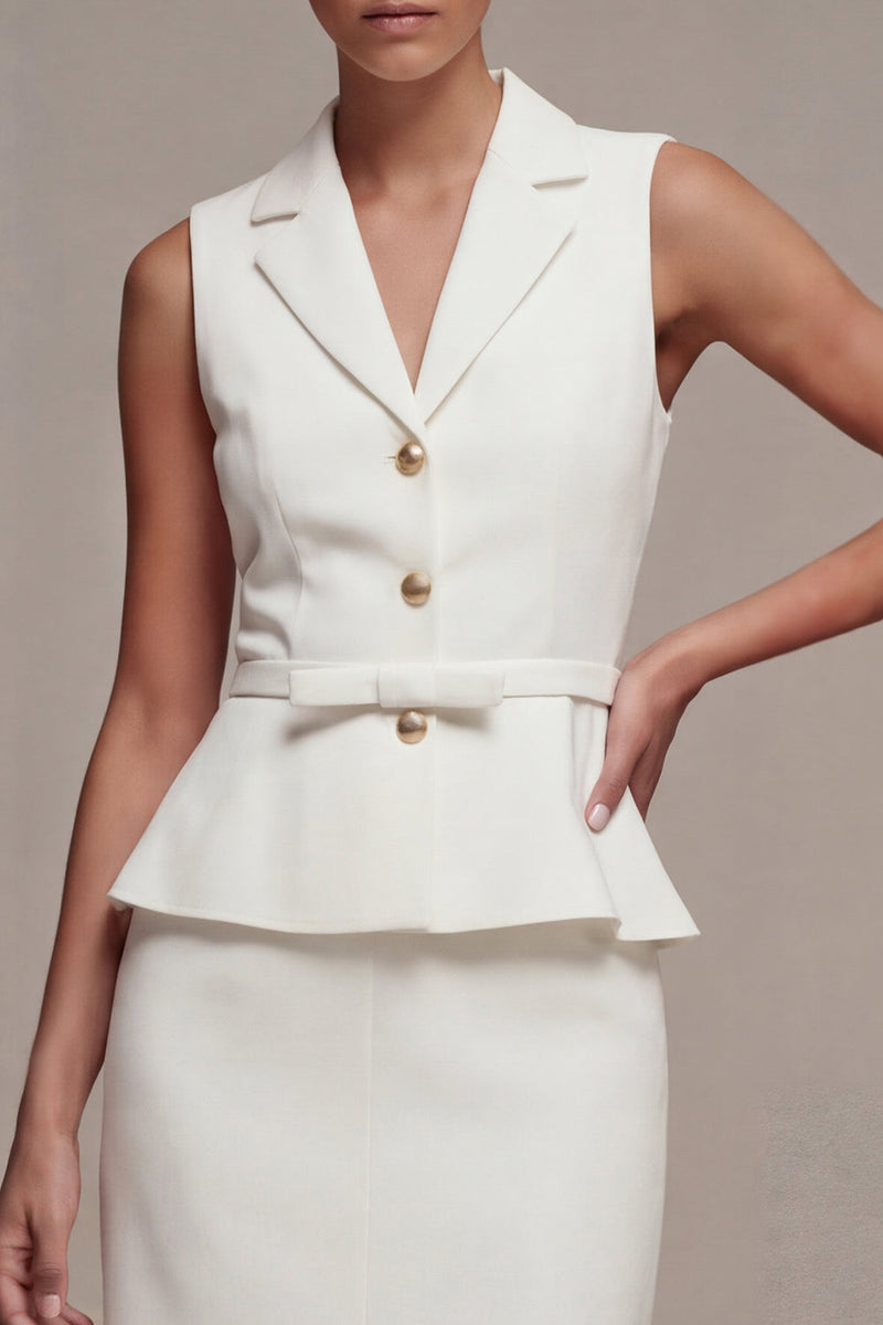 Load image into Gallery viewer, White 2 Piece Notched Lapel Midi Single Breasted Business Suits with Slit
