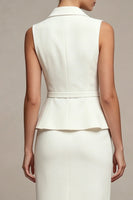 Load image into Gallery viewer, White 2 Piece Notched Lapel Midi Single Breasted Business Suits with Slit