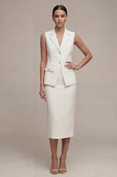 Load image into Gallery viewer, Single Breasted White Midi Notched Lapel 2 Piece Business Suits with Back Slit