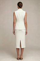 Load image into Gallery viewer, Single Breasted White Midi Notched Lapel 2 Piece Business Suits with Back Slit