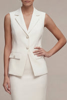 Load image into Gallery viewer, Single Breasted White Midi Notched Lapel 2 Piece Business Suits with Back Slit