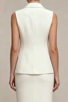 Load image into Gallery viewer, Single Breasted White Midi Notched Lapel 2 Piece Business Suits with Back Slit