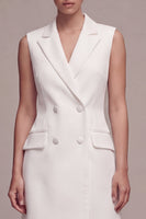 Load image into Gallery viewer, White Short Double Breasted Notched Lapel Blazer Dress