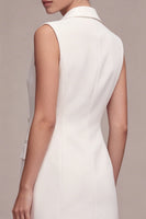 Load image into Gallery viewer, White Short Double Breasted Notched Lapel Blazer Dress