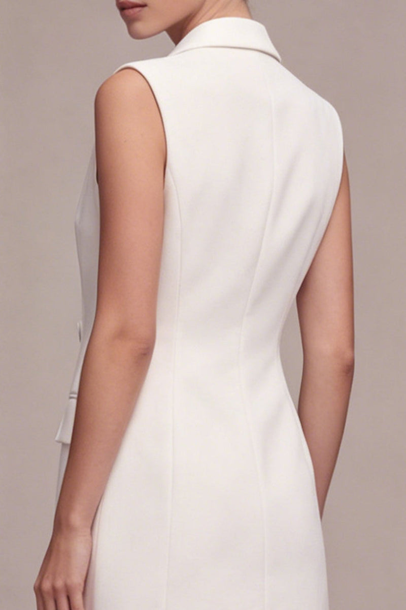 Load image into Gallery viewer, White Short Double Breasted Notched Lapel Blazer Dress