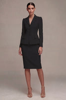 Load image into Gallery viewer, Single Breasted Ivory Long Sleeves 2 Piece Notched Lapel Midi Business Suits with Back Slit