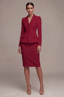 Load image into Gallery viewer, Single Breasted Ivory Long Sleeves 2 Piece Notched Lapel Midi Business Suits with Back Slit