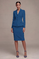 Load image into Gallery viewer, Single Breasted Ivory Long Sleeves 2 Piece Notched Lapel Midi Business Suits with Back Slit