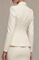 Load image into Gallery viewer, Single Breasted Ivory Long Sleeves 2 Piece Notched Lapel Midi Business Suits with Back Slit