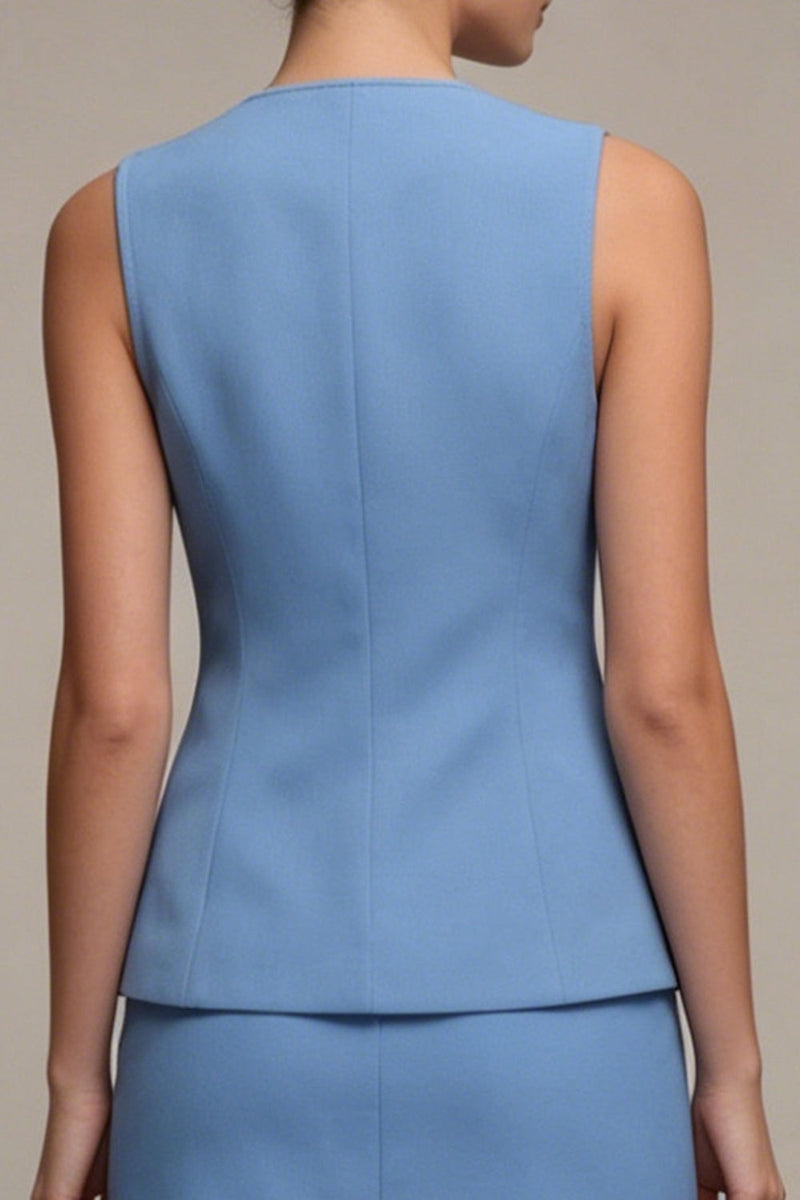 Load image into Gallery viewer, 2 Piece Steel Blue Round Neck Short Single Breasted Business Suits
