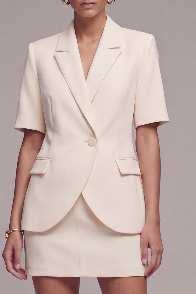 Load image into Gallery viewer, Ivory Half Sleeves 2 Piece Peak Lapel Single Breasted Business Suits