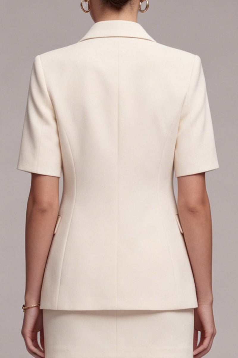 Load image into Gallery viewer, Ivory Half Sleeves 2 Piece Peak Lapel Single Breasted Business Suits