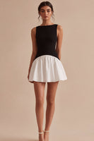 Load image into Gallery viewer, Bateau Neck A Line Black and White Cocktail Dress