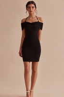 Load image into Gallery viewer, Tight Halter Simple Black Little Black Dress