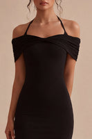 Load image into Gallery viewer, Tight Halter Simple Black Little Black Dress
