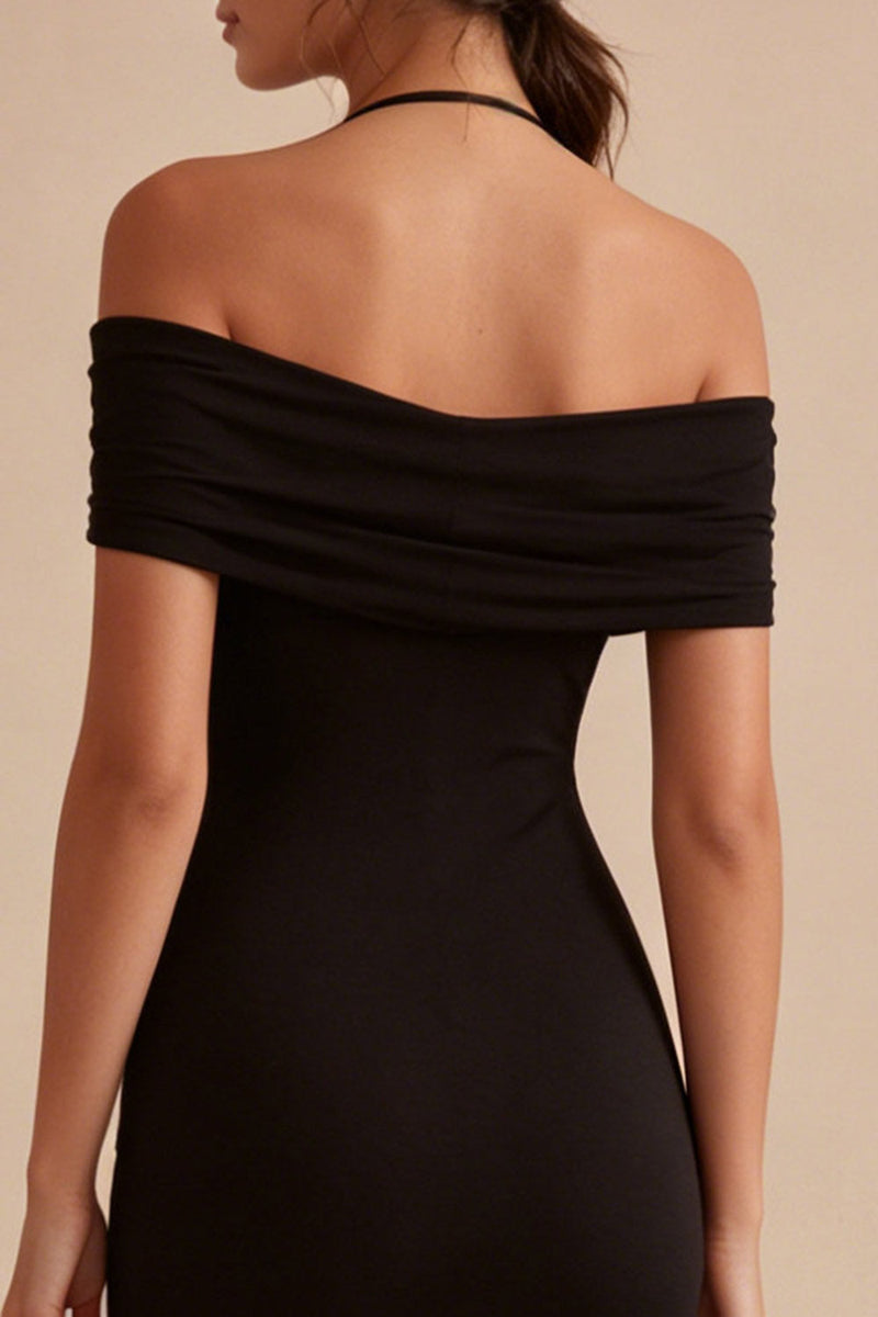 Load image into Gallery viewer, Tight Halter Simple Black Little Black Dress