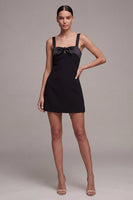 Load image into Gallery viewer, Tight Thick Straps Little Black Dress with Bow