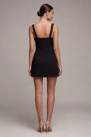 Load image into Gallery viewer, Tight Thick Straps Little Black Dress with Bow