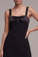 Load image into Gallery viewer, Tight Thick Straps Little Black Dress with Bow