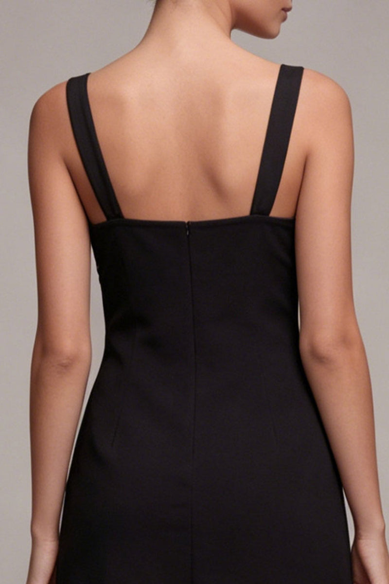 Load image into Gallery viewer, Tight Thick Straps Little Black Dress with Bow