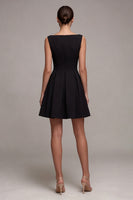 Load image into Gallery viewer, A Line Simple Boat Neck Little Black Dress
