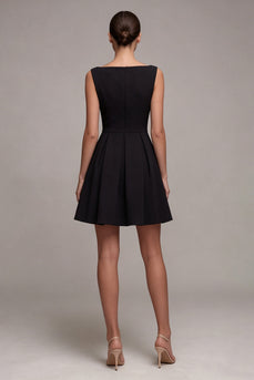 A Line Simple Boat Neck Little Black Dress